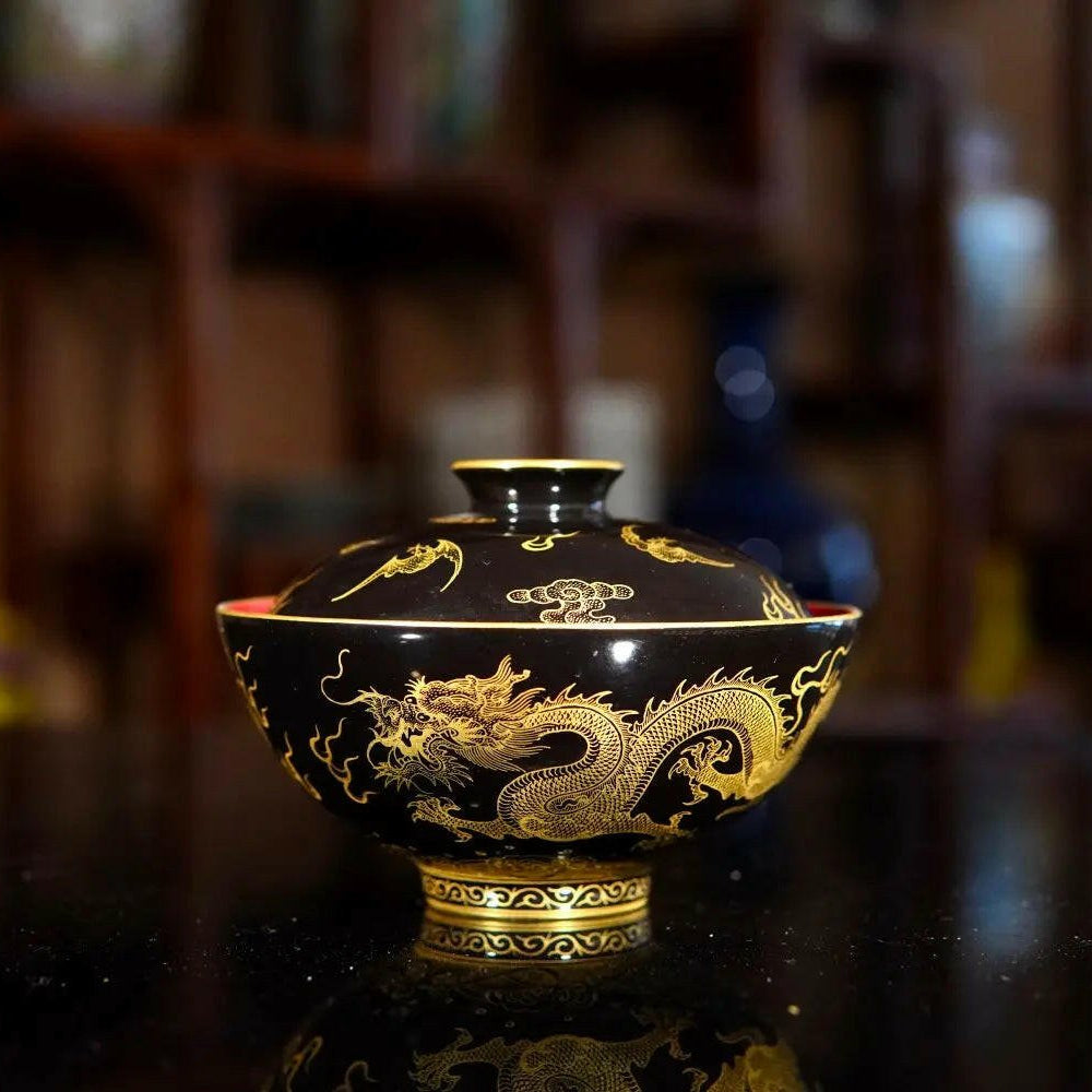 Miao Jin Shuang Long Wen - Jing De Zhen Porcelain Gaiwan - zycs_China - tea - teapot
