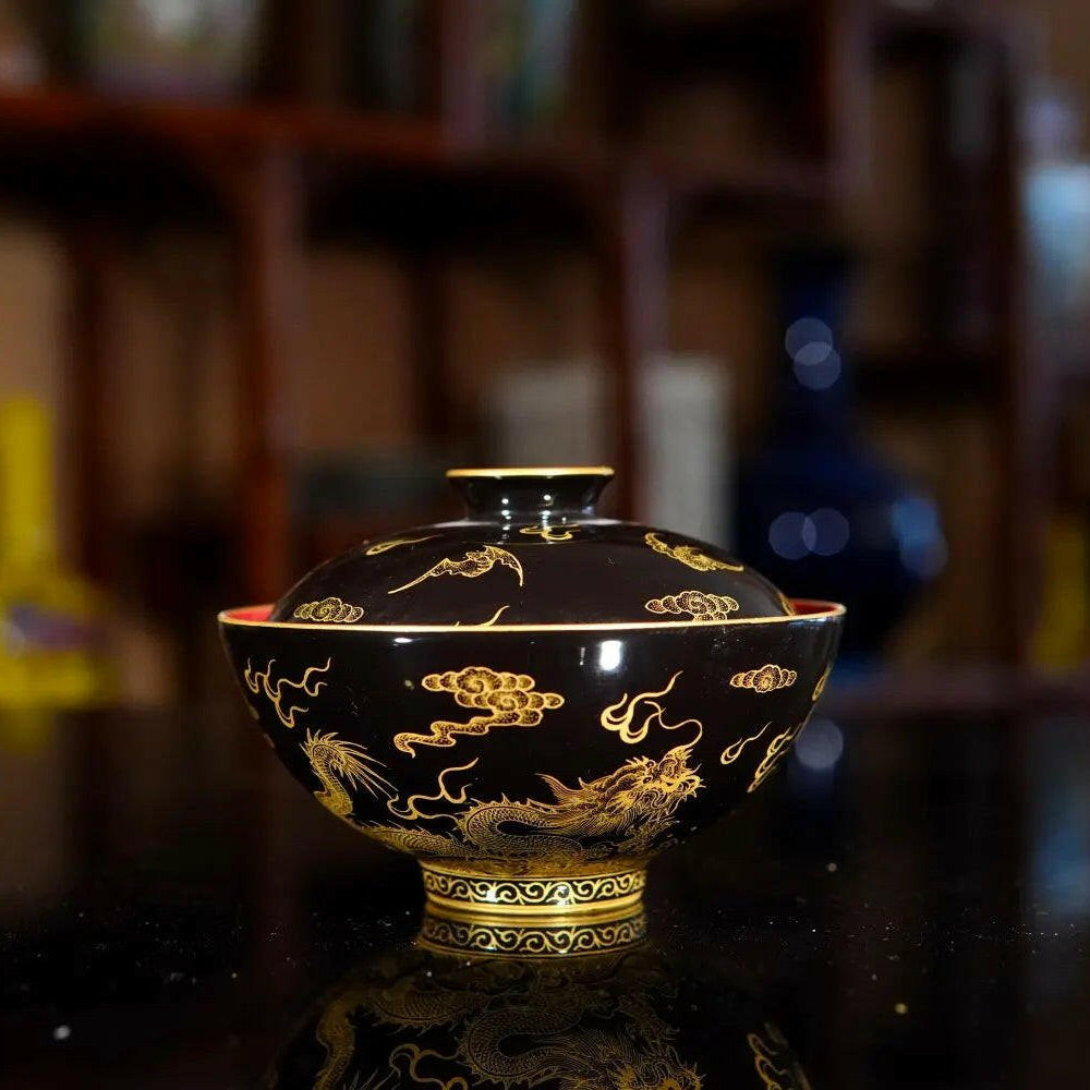 Miao Jin Shuang Long Wen - Jing De Zhen Porcelain Gaiwan - zycs_China - tea - teapot