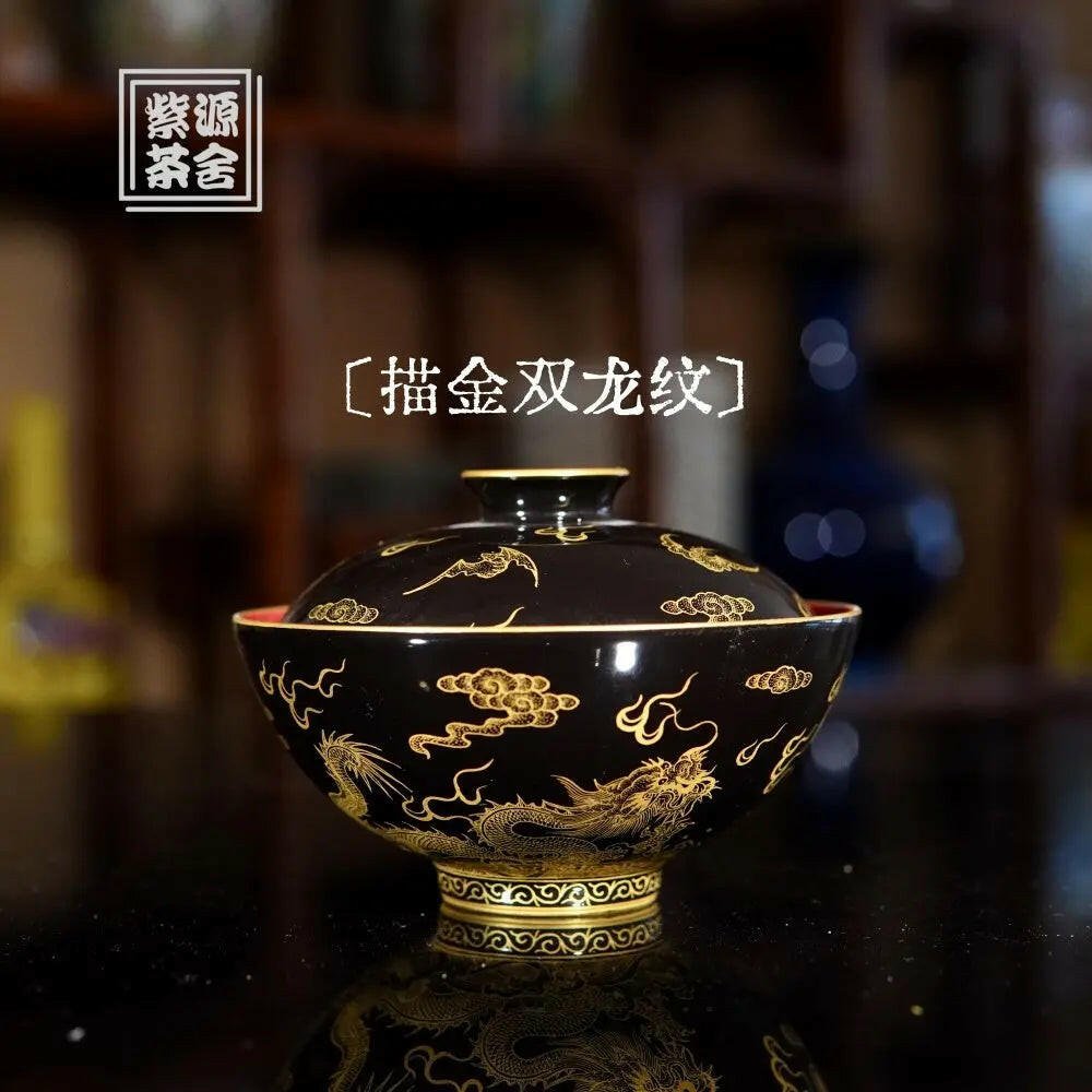 Miao Jin Shuang Long Wen - Jing De Zhen Porcelain Gaiwan - zycs_China - tea - teapot