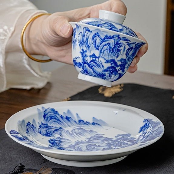 Song Hua Shan Shui 130cc - Jing De Zhen Porcelain Gaiwan - zycs_China