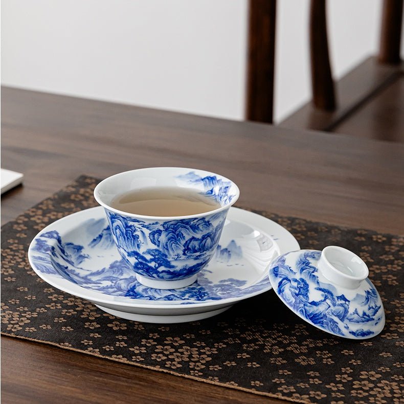 Song Hua Shan Shui 130cc - Jing De Zhen Porcelain Gaiwan - zycs_China