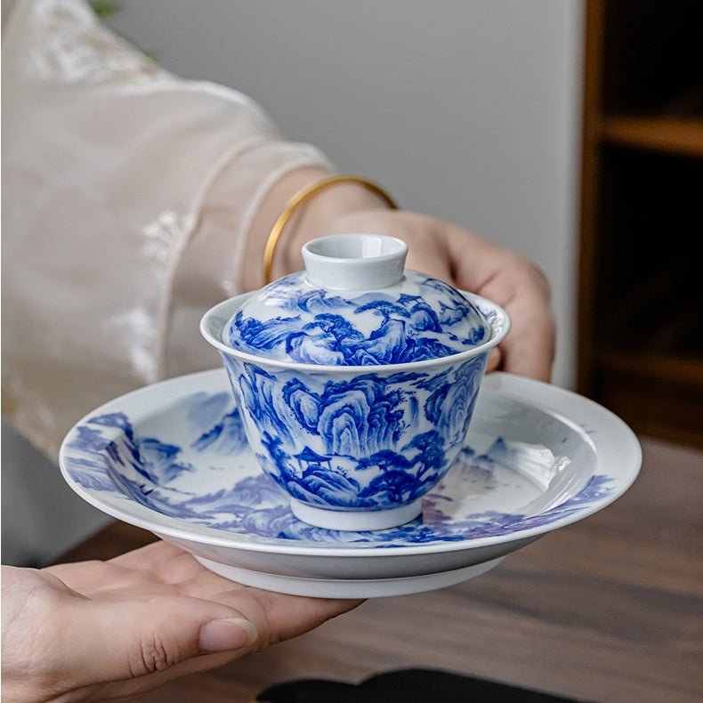 Song Hua Shan Shui 130cc - Jing De Zhen Porcelain Gaiwan - zycs_China
