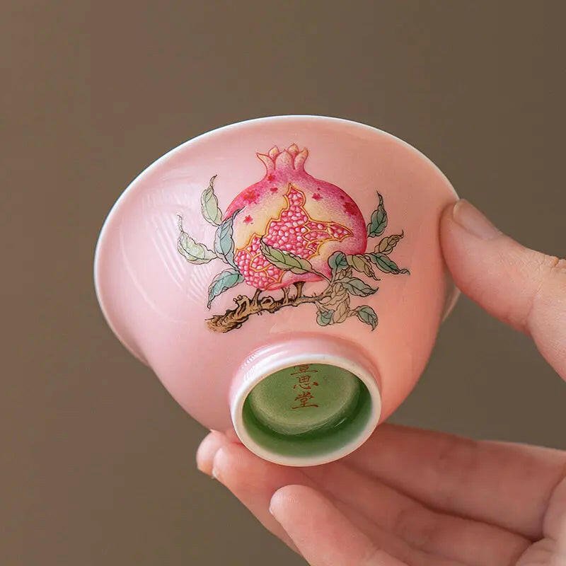 Tao Hong Shi Liu - Jing De Zhen Porcelain Teacup - zycs_China - tea - teapot