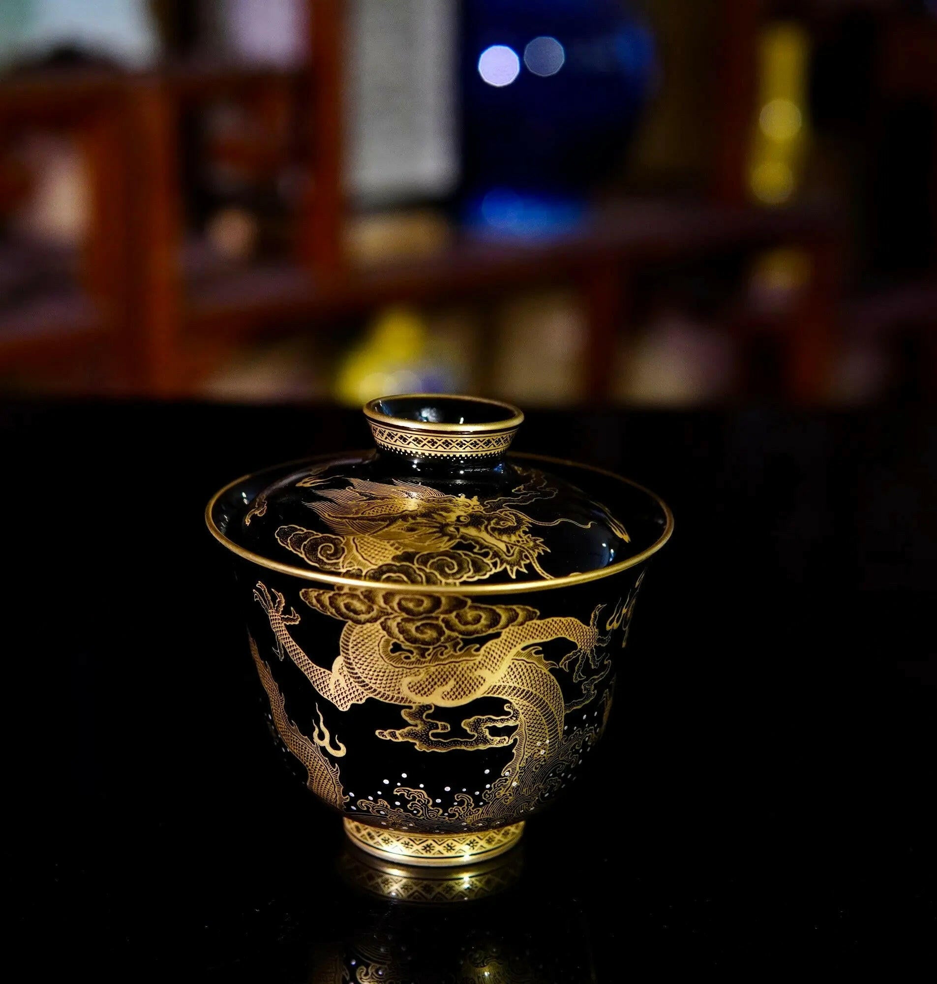 Miao Jin Shuang Long Wen - Jing De Zhen Porcelain Gaiwan zycschina