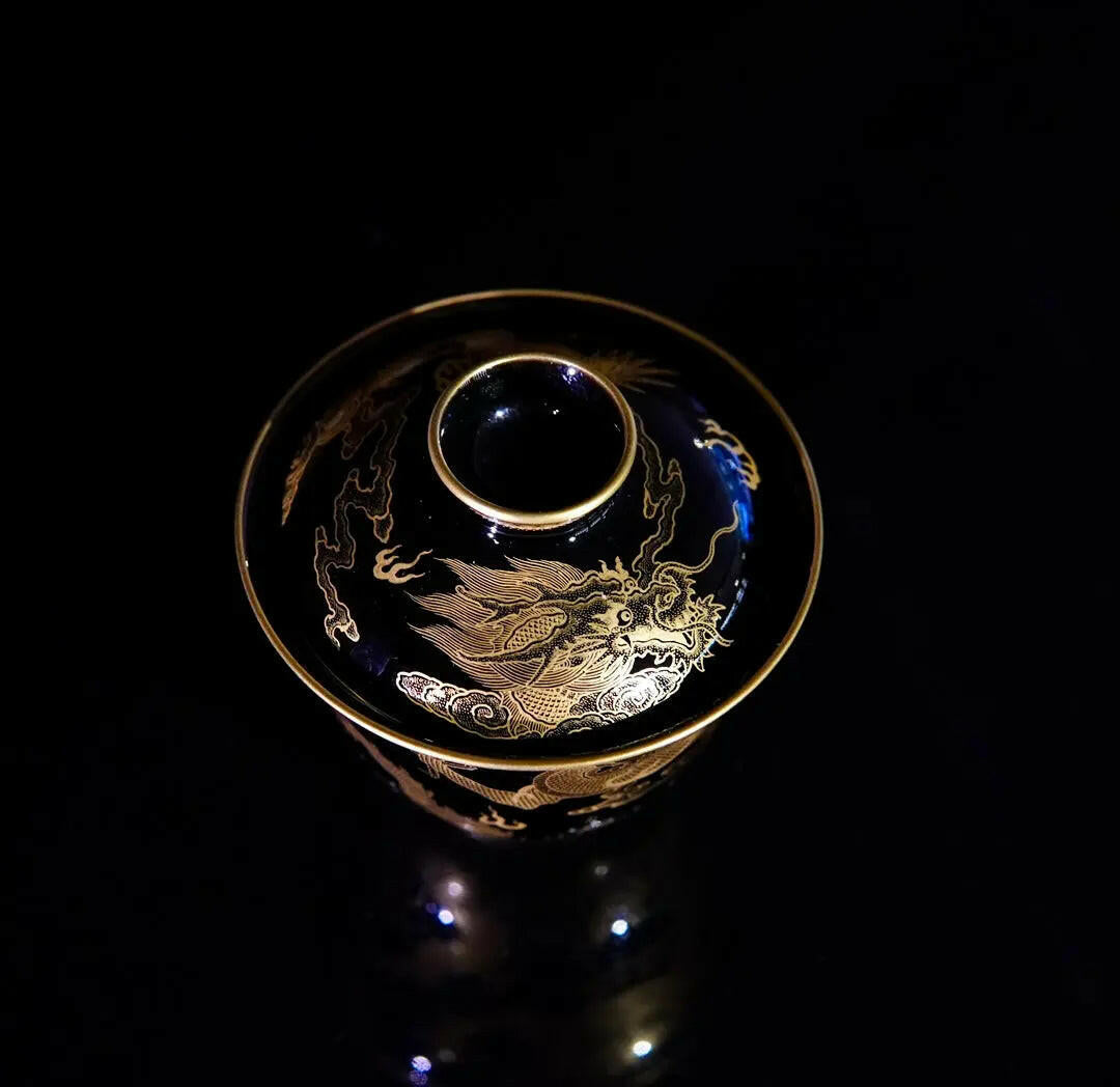 Miao Jin Shuang Long Wen - Jing De Zhen Porcelain Gaiwan zycschina