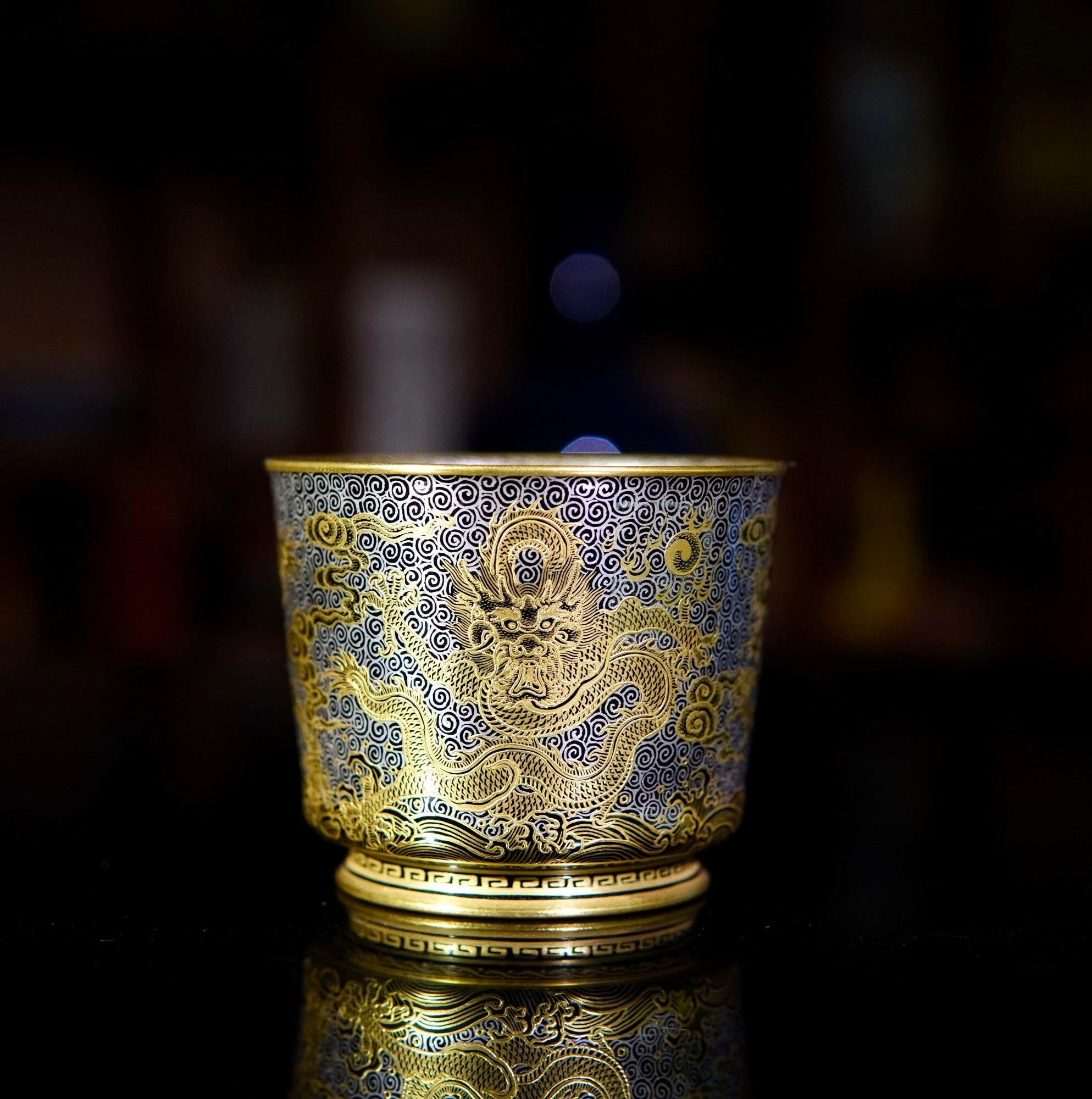 Jin Yin Cuo Hai Shui Wu Long Wen - Jing De Zhen Porcelain Teacup zycschina
