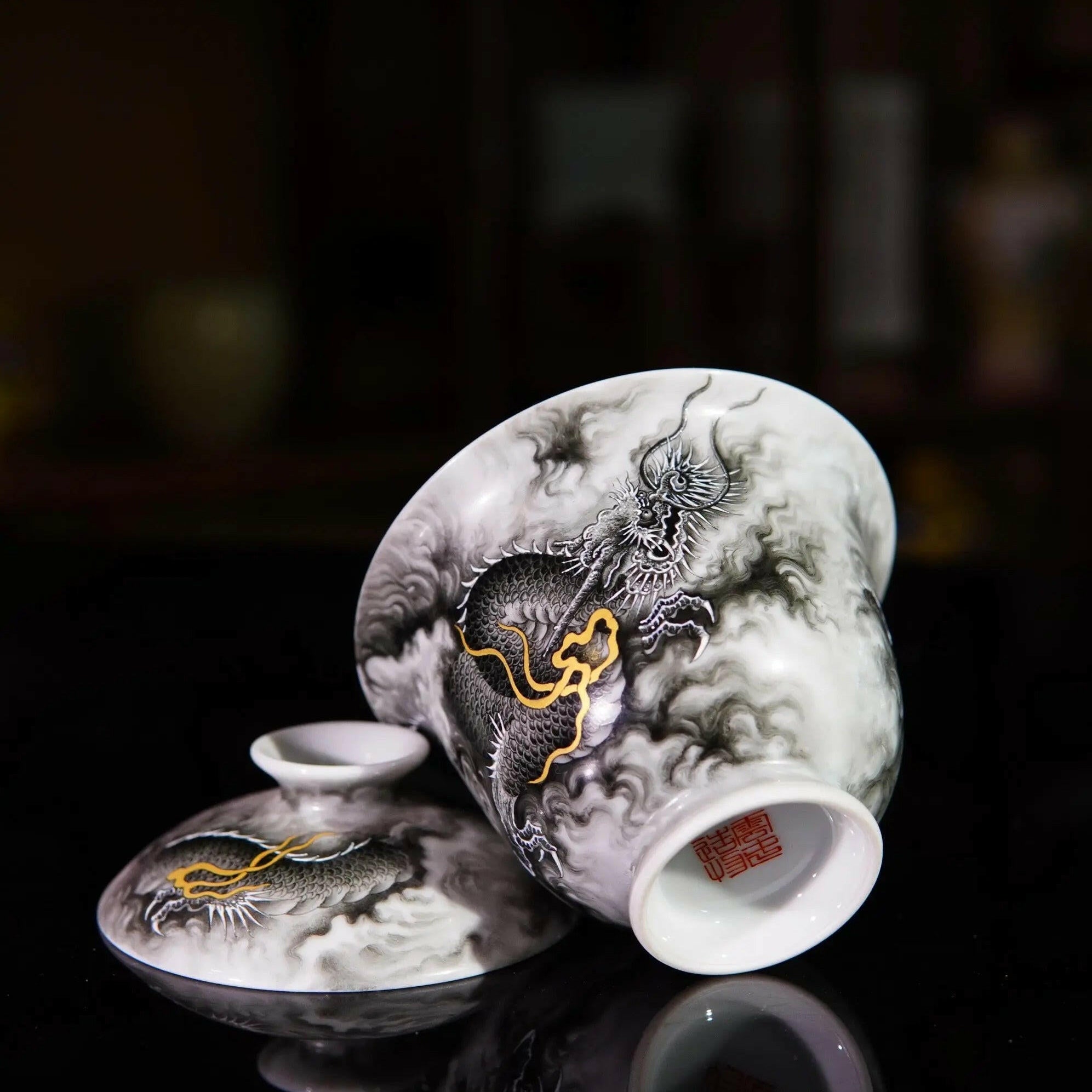 Xiang Long Wen Gai Wan - Porcelain Gaiwan - zycs_China - tea - teapot