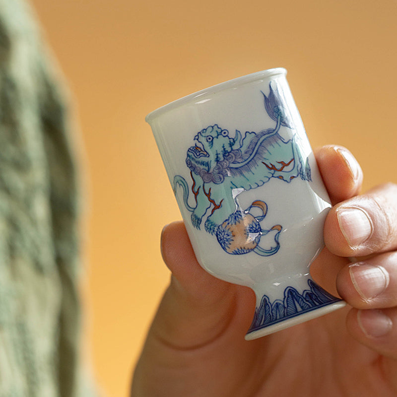Shi Zi Xiu Qiu - Jing De Zhen Porcelain Teacup zycschina