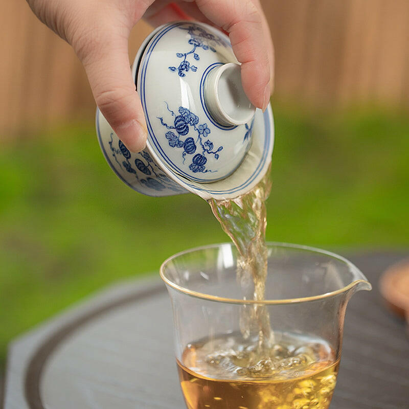 Fu Shou San Duo - Jing De Zhen Porcelain Gaiwan zycschina