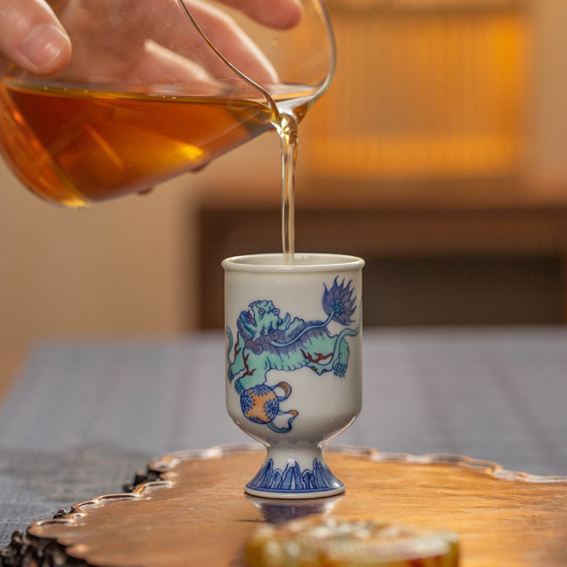 Shi Zi Xiu Qiu - Jing De Zhen Porcelain Teacup zycschina