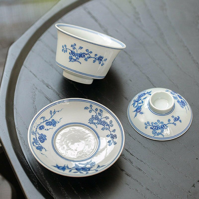Fu Shou San Duo - Jing De Zhen Porcelain Gaiwan zycschina
