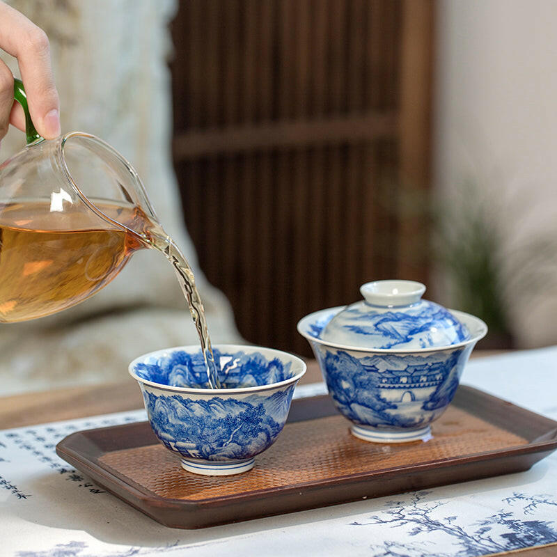 Nei Wai Shan Cun Ren Jia - Jing De Zhen Porcelain Gaiwan zycschina