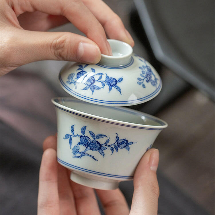 Fu Shou San Duo - Jing De Zhen Porcelain Gaiwan zycschina