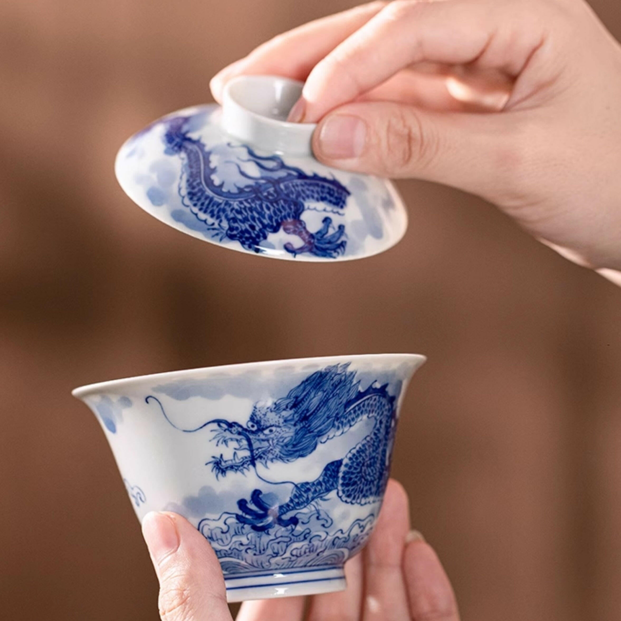 Yun Hai Teng Long/ Teng Long Fan Juan  - Jing De Zhen Porcelain Gaiwan zycschina