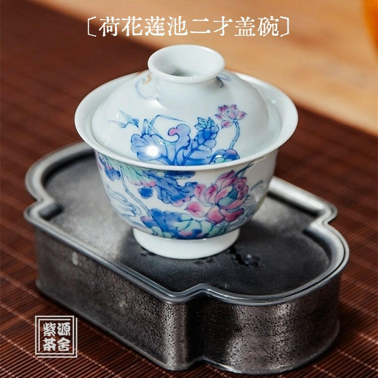He Hua Lian Chi - Jing De Zhen Porcelain Gaiwan zycschina