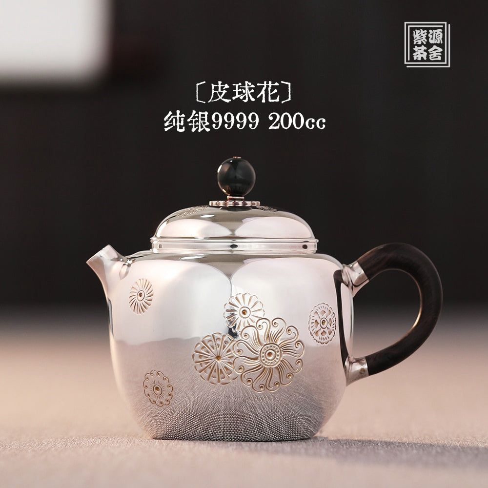 Pi Qiu Hua 200cc - Handmade silver pot zycschina