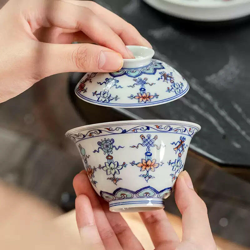 Lian Tuo Ba Bao - Jing De Zhen Porcelain Gaiwan zycschina