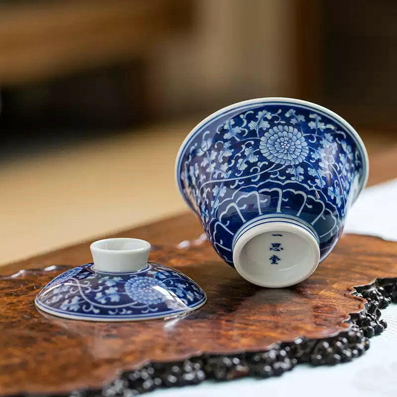 Lan Di Chan Zhi Ju Wen - Jing De Zhen Porcelain Gaiwan zycschina