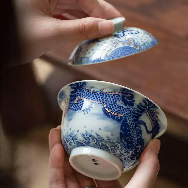 Miao Jin Guo Qiang Yun Long Wen - Jing De Zhen Porcelain Gaiwan zycschina