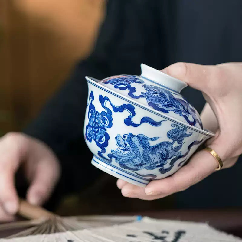 Shi Zi Xiu Qiu - Jing De Zhen Porcelain Gaiwan zycschina