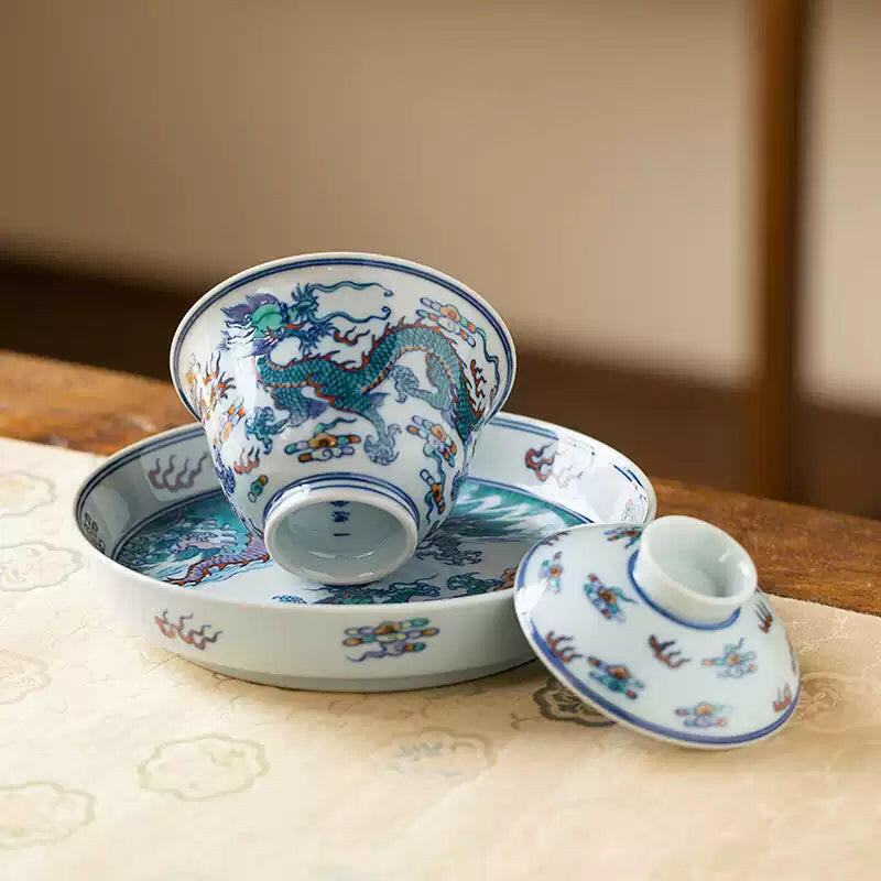 Shuang Long Xi Hai - Jing De Zhen Porcelain Gaiwan zycschina
