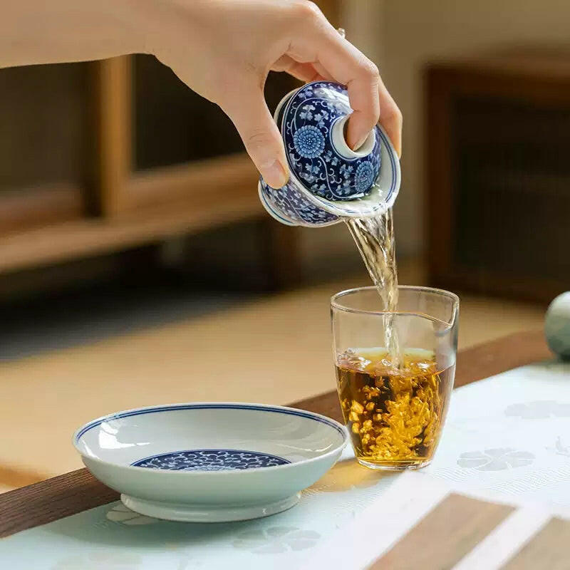 Lan Di Chan Zhi Ju Wen - Jing De Zhen Porcelain Gaiwan zycschina