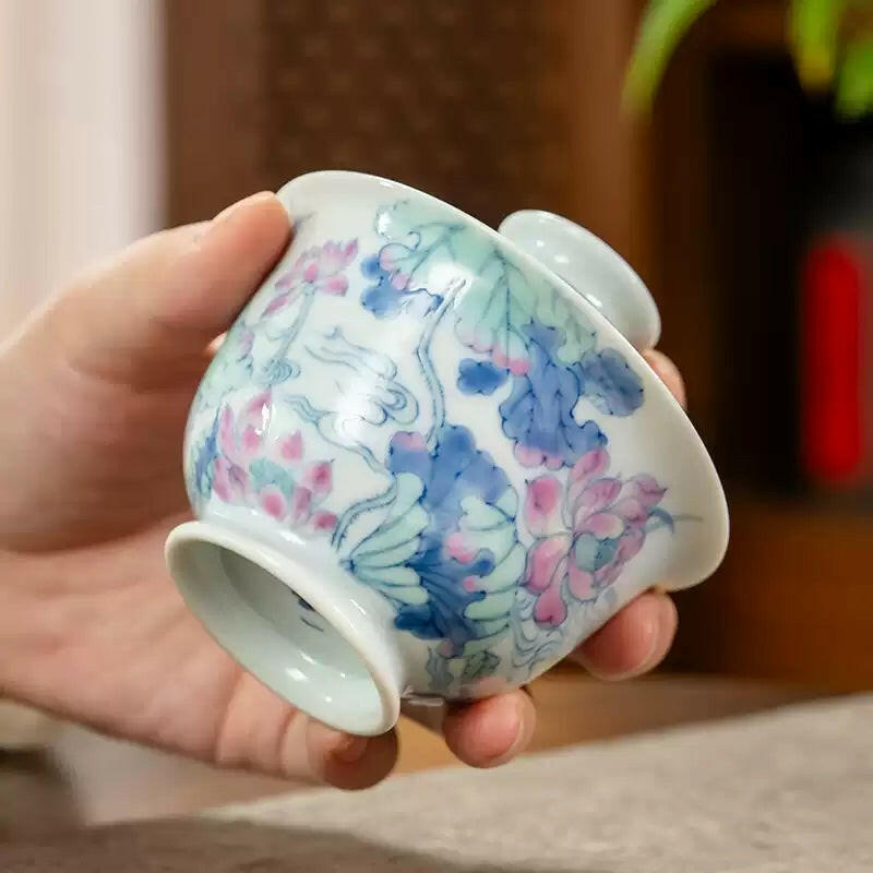 He Hua Lian Chi - Jing De Zhen Porcelain Gaiwan zycschina