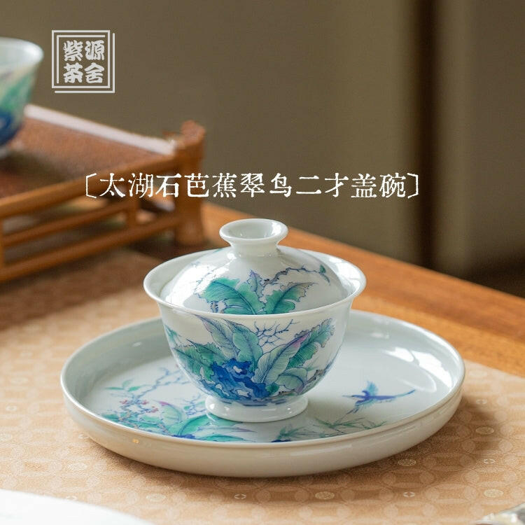 Tai Hu Shi Ba Jiao Cui Niao - Jing De Zhen Porcelain Gaiwan zycschina
