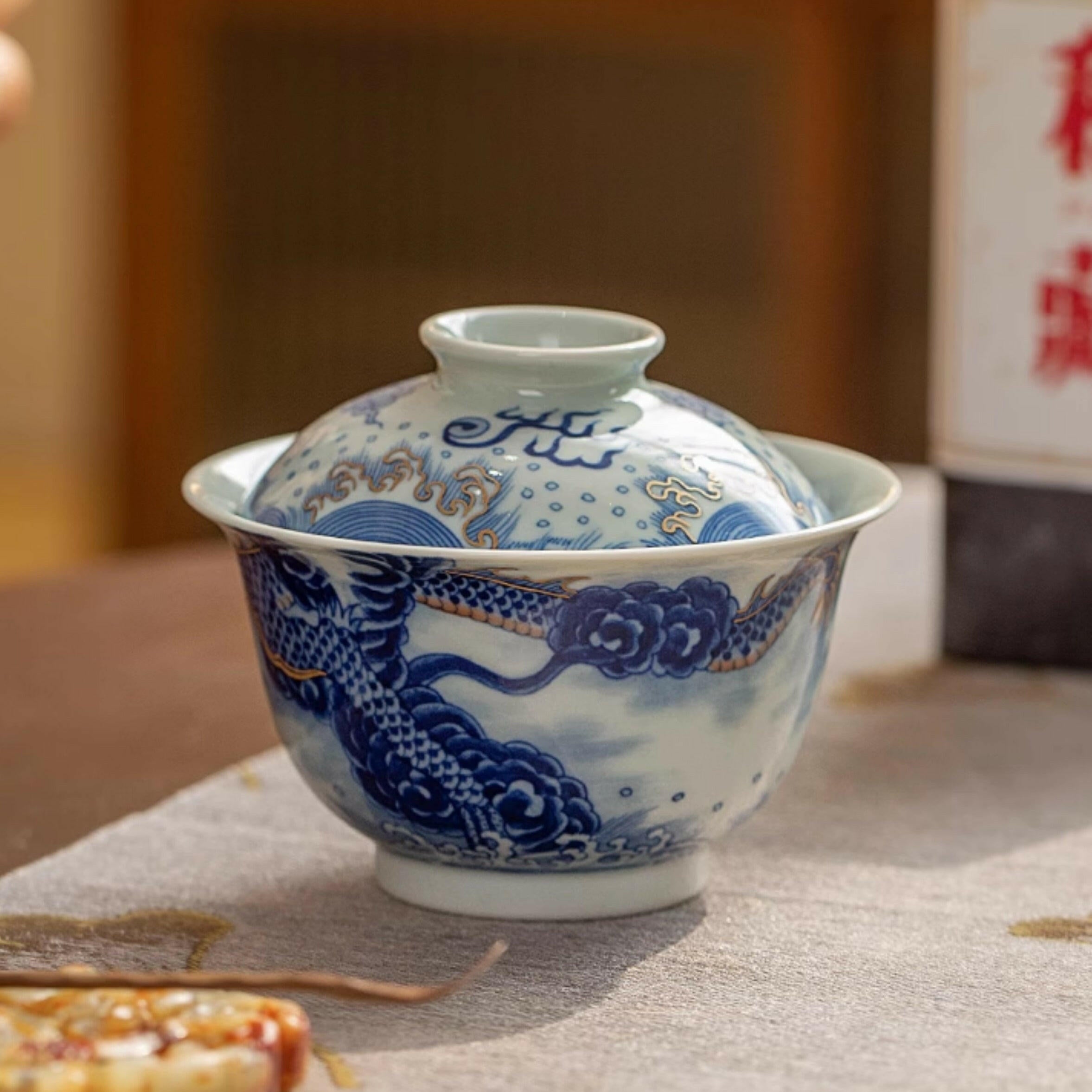 Miao Jin Guo Qiang Yun Long Wen - Jing De Zhen Porcelain Gaiwan zycschina