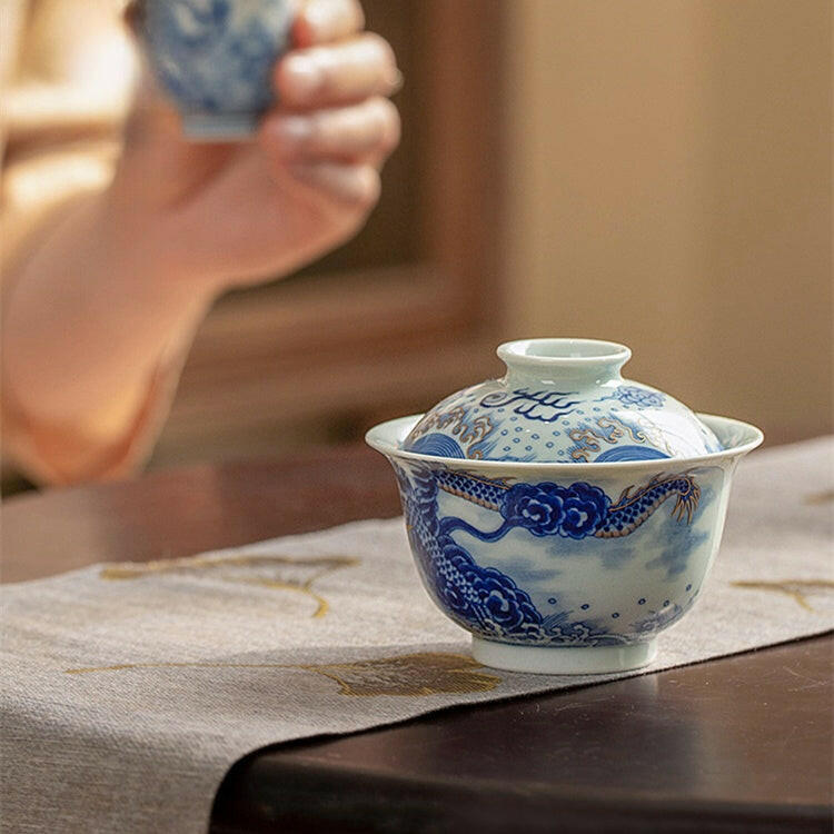 Miao Jin Guo Qiang Yun Long Wen - Jing De Zhen Porcelain Gaiwan zycschina