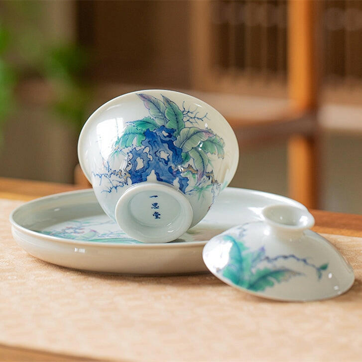 Tai Hu Shi Ba Jiao Cui Niao - Jing De Zhen Porcelain Gaiwan zycschina