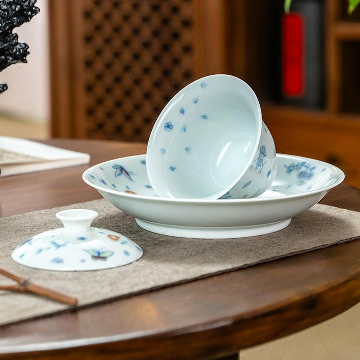 Die Lian Hua- Jing De Zhen Porcelain Gaiwan zycschina