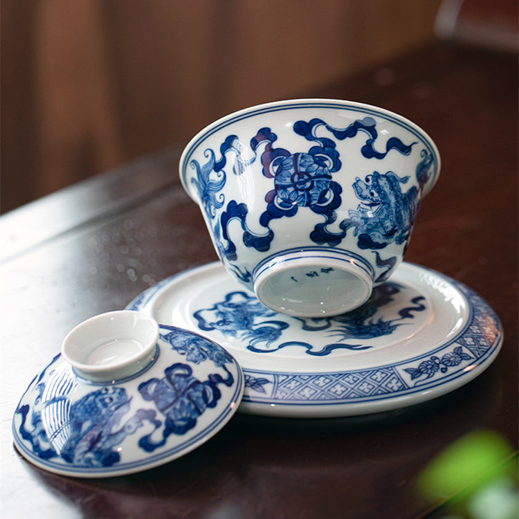 Shi Zi Xiu Qiu - Jing De Zhen Porcelain Gaiwan zycschina