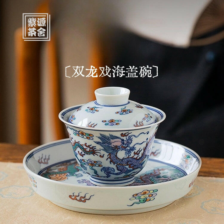 Shuang Long Xi Hai - Jing De Zhen Porcelain Gaiwan zycschina
