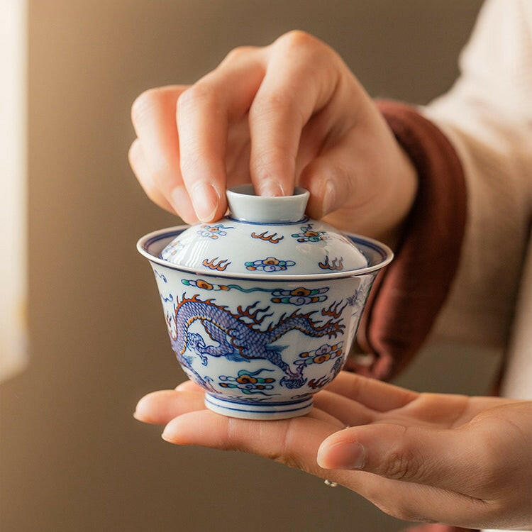 Shuang Long Xi Hai - Jing De Zhen Porcelain Gaiwan zycschina