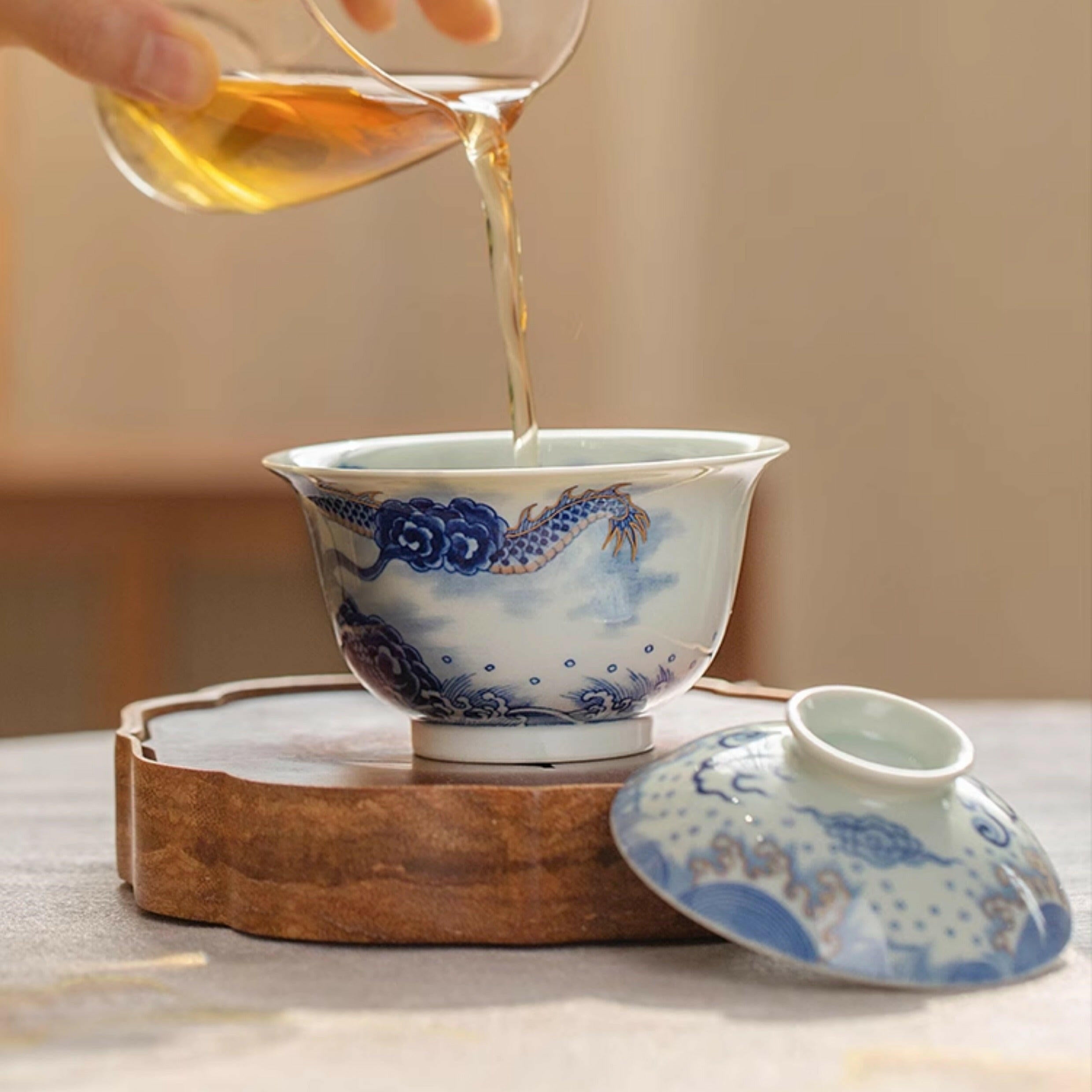 Miao Jin Guo Qiang Yun Long Wen - Jing De Zhen Porcelain Gaiwan zycschina
