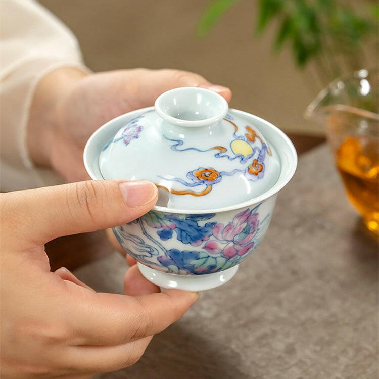 He Hua Lian Chi - Jing De Zhen Porcelain Gaiwan zycschina
