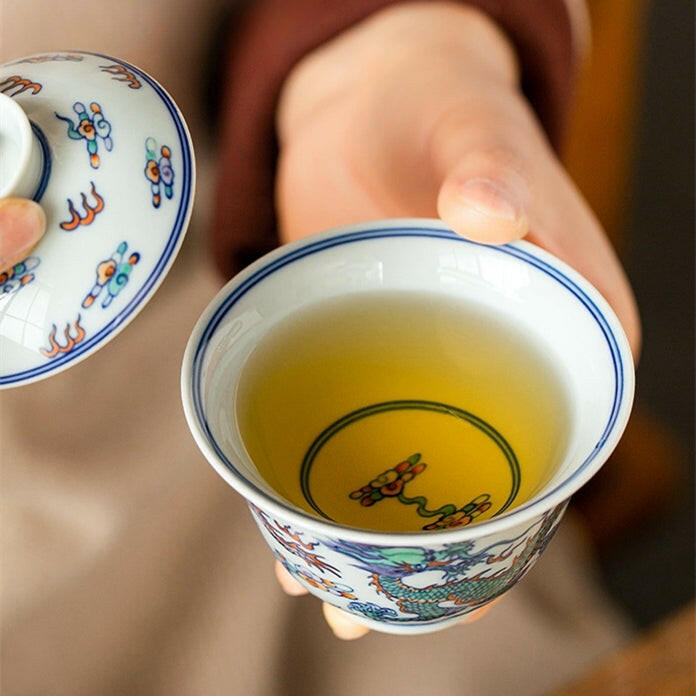 Shuang Long Xi Hai - Jing De Zhen Porcelain Gaiwan zycschina