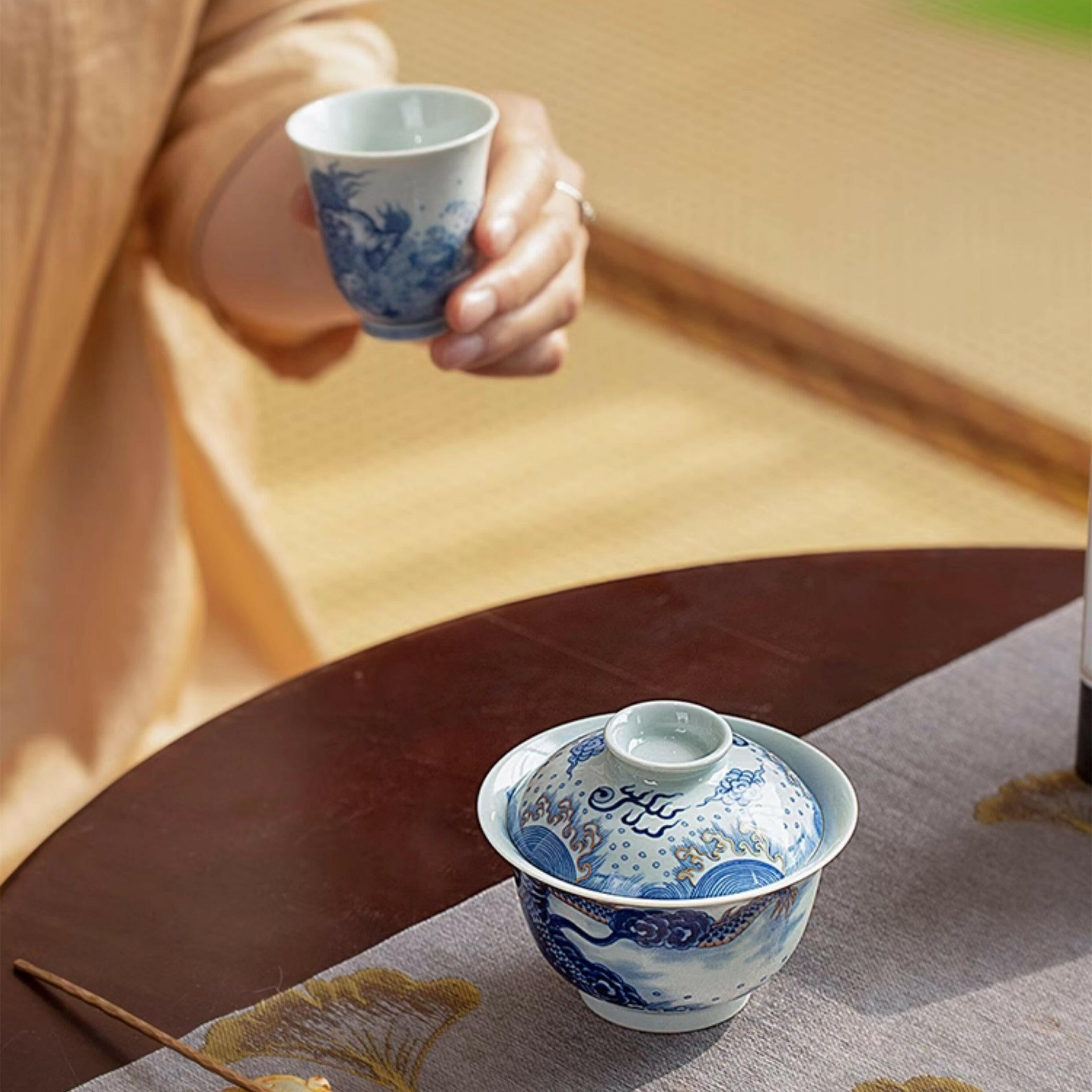 Miao Jin Guo Qiang Yun Long Wen - Jing De Zhen Porcelain Gaiwan zycschina