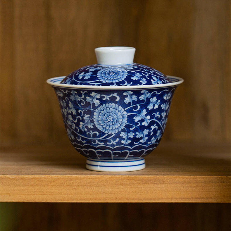 Lan Di Chan Zhi Ju Wen - Jing De Zhen Porcelain Gaiwan zycschina