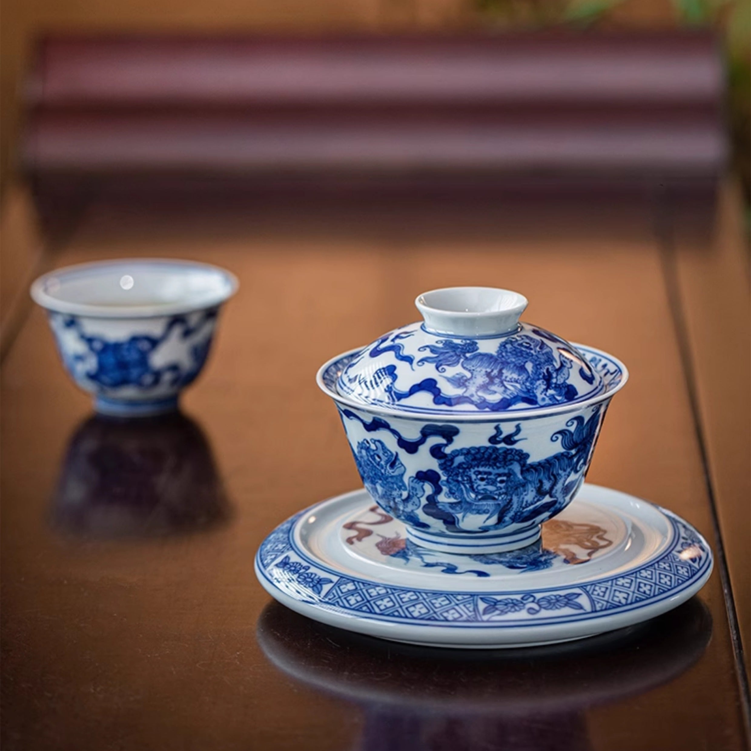 Shi Zi Xiu Qiu - Jing De Zhen Porcelain Gaiwan zycschina