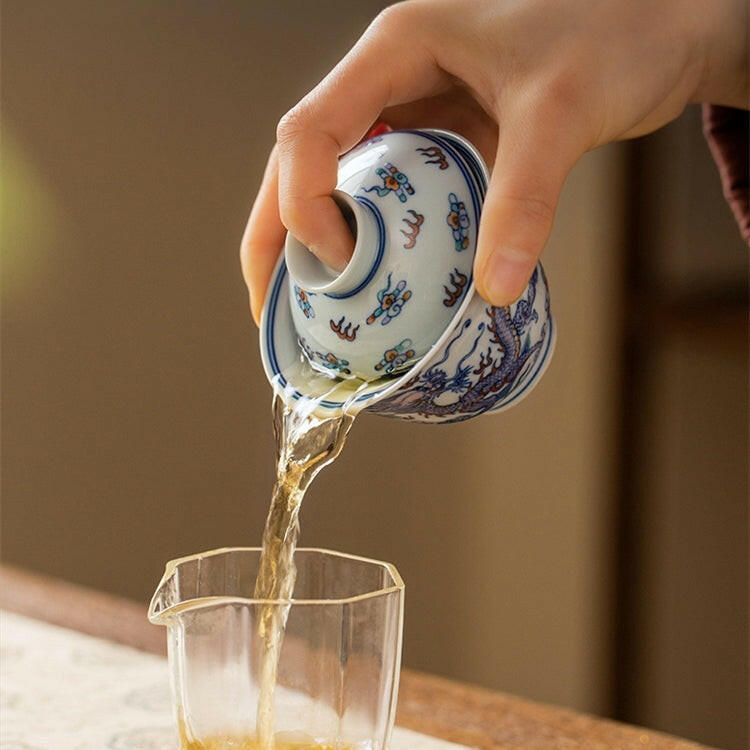 Shuang Long Xi Hai - Jing De Zhen Porcelain Gaiwan zycschina