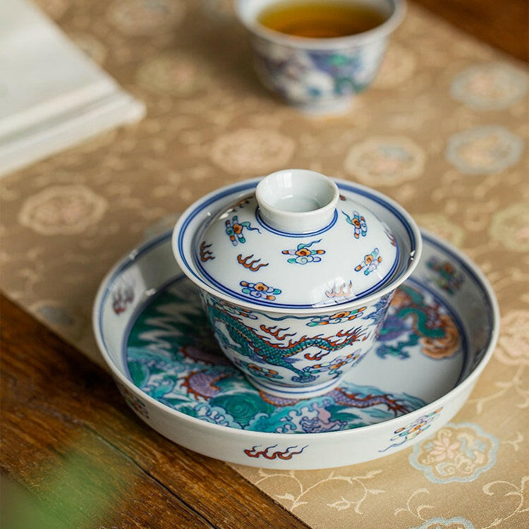 Shuang Long Xi Hai - Jing De Zhen Porcelain Gaiwan zycschina
