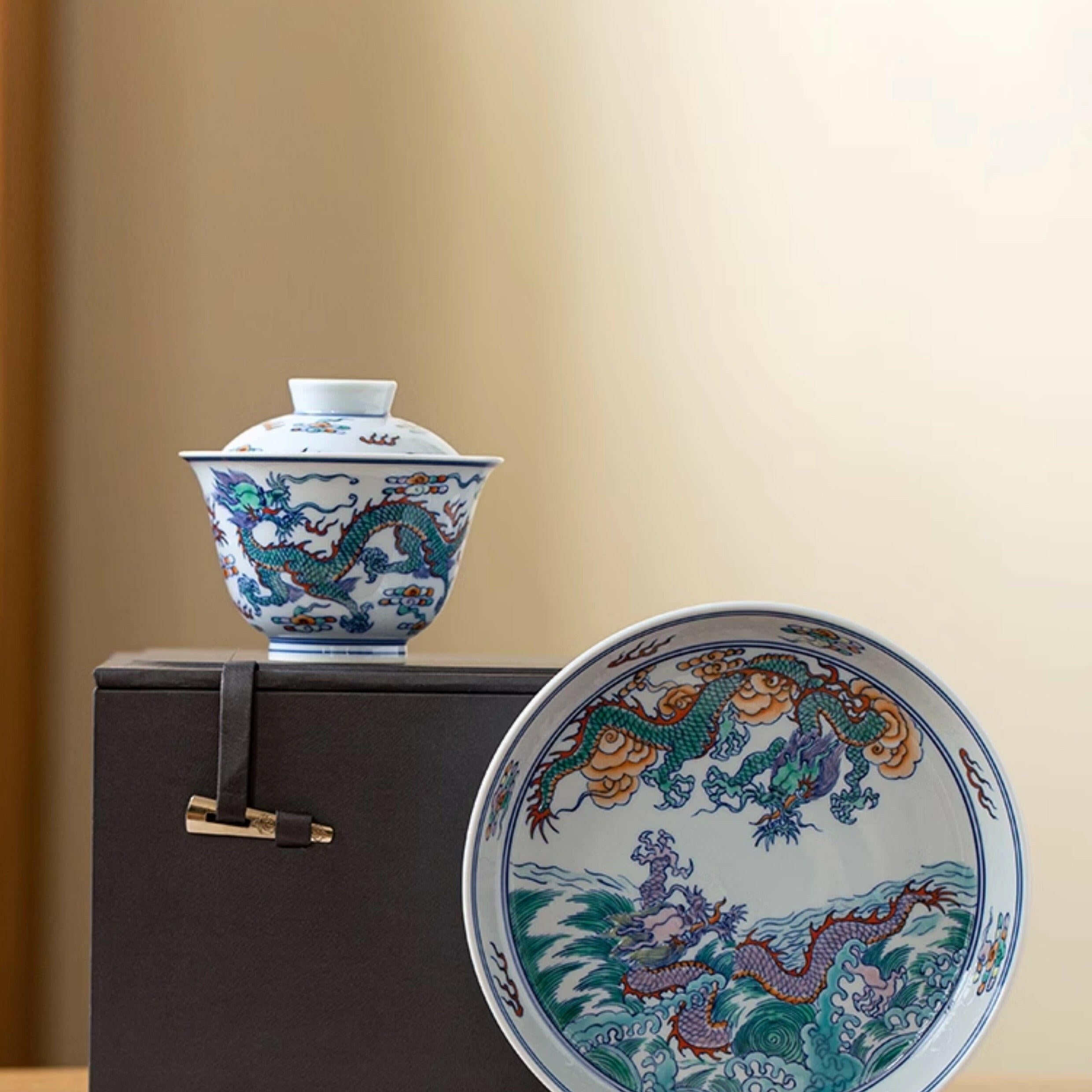 Shuang Long Xi Hai - Jing De Zhen Porcelain Gaiwan zycschina