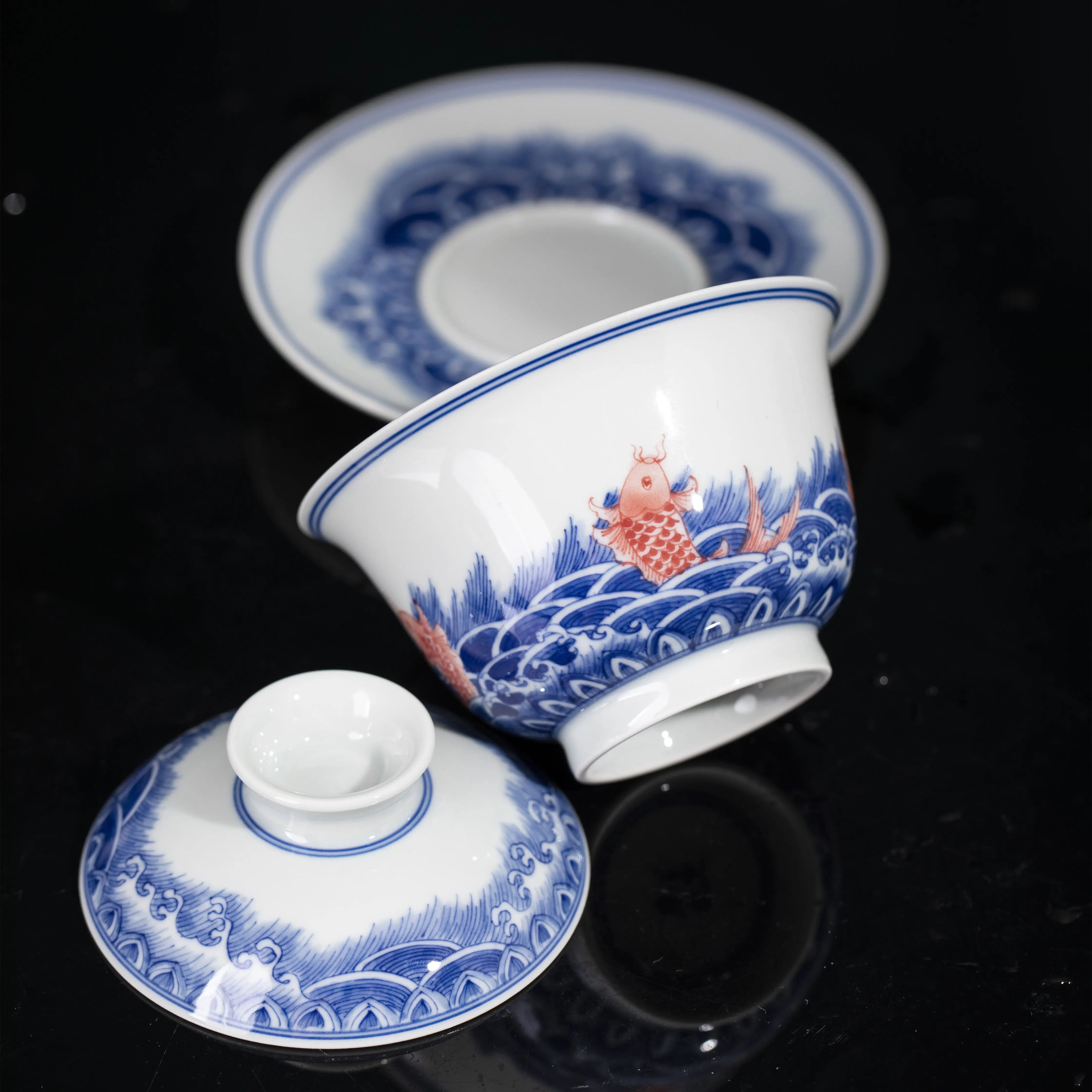 Hai Shui Yu Wen - Jing De Zhen Porcelain Gaiwan zycschina