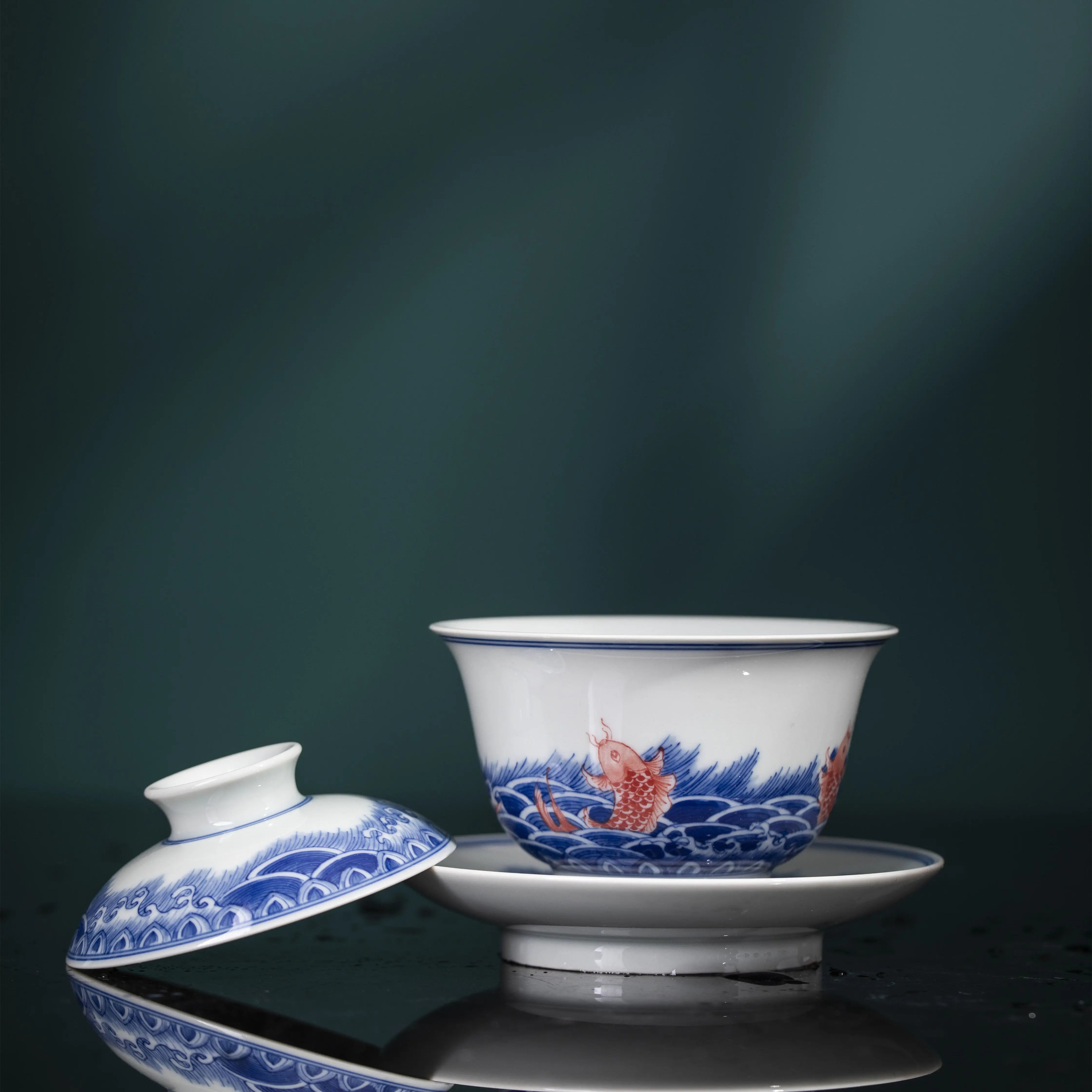 Hai Shui Yu Wen - Jing De Zhen Porcelain Gaiwan zycschina
