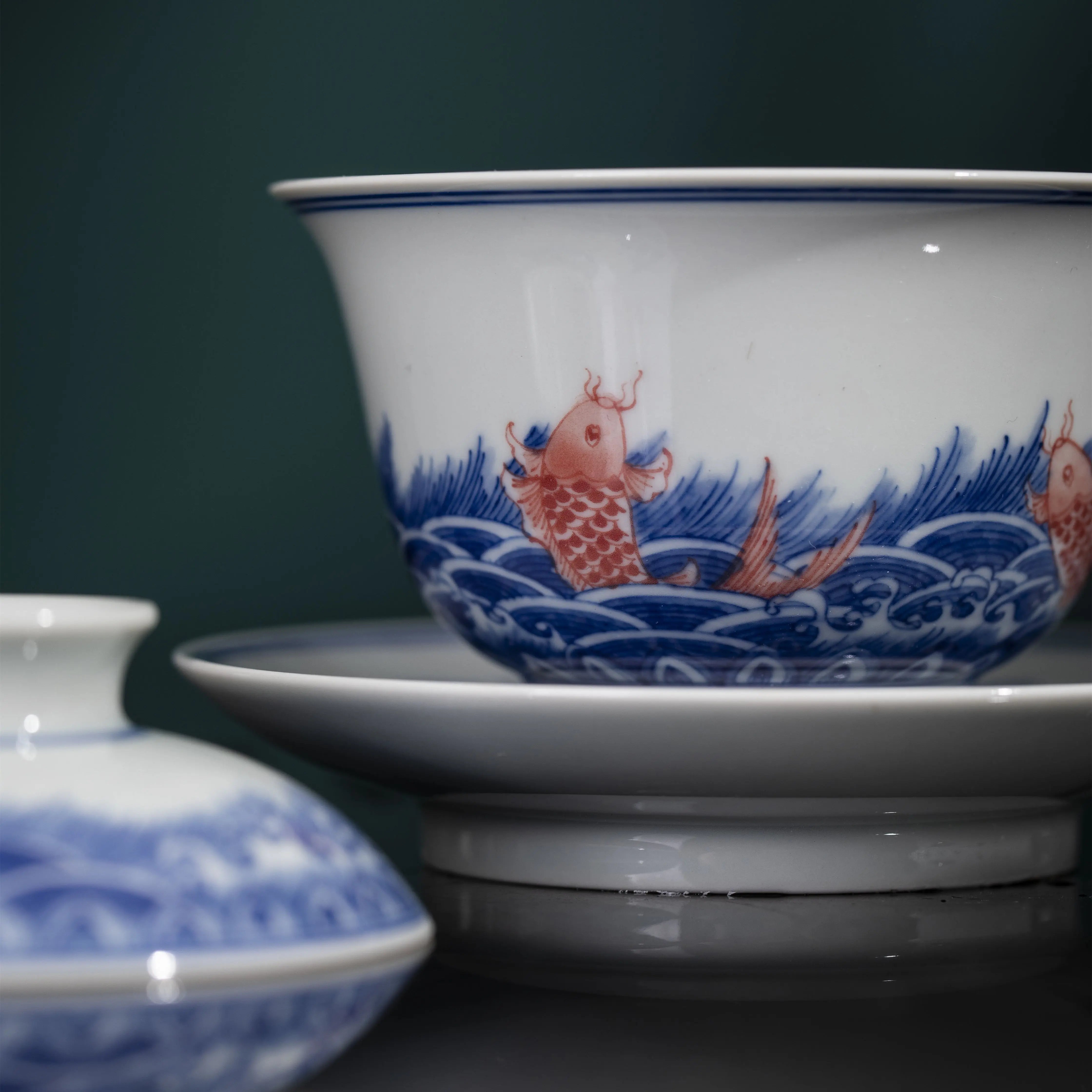Hai Shui Yu Wen - Jing De Zhen Porcelain Gaiwan zycschina