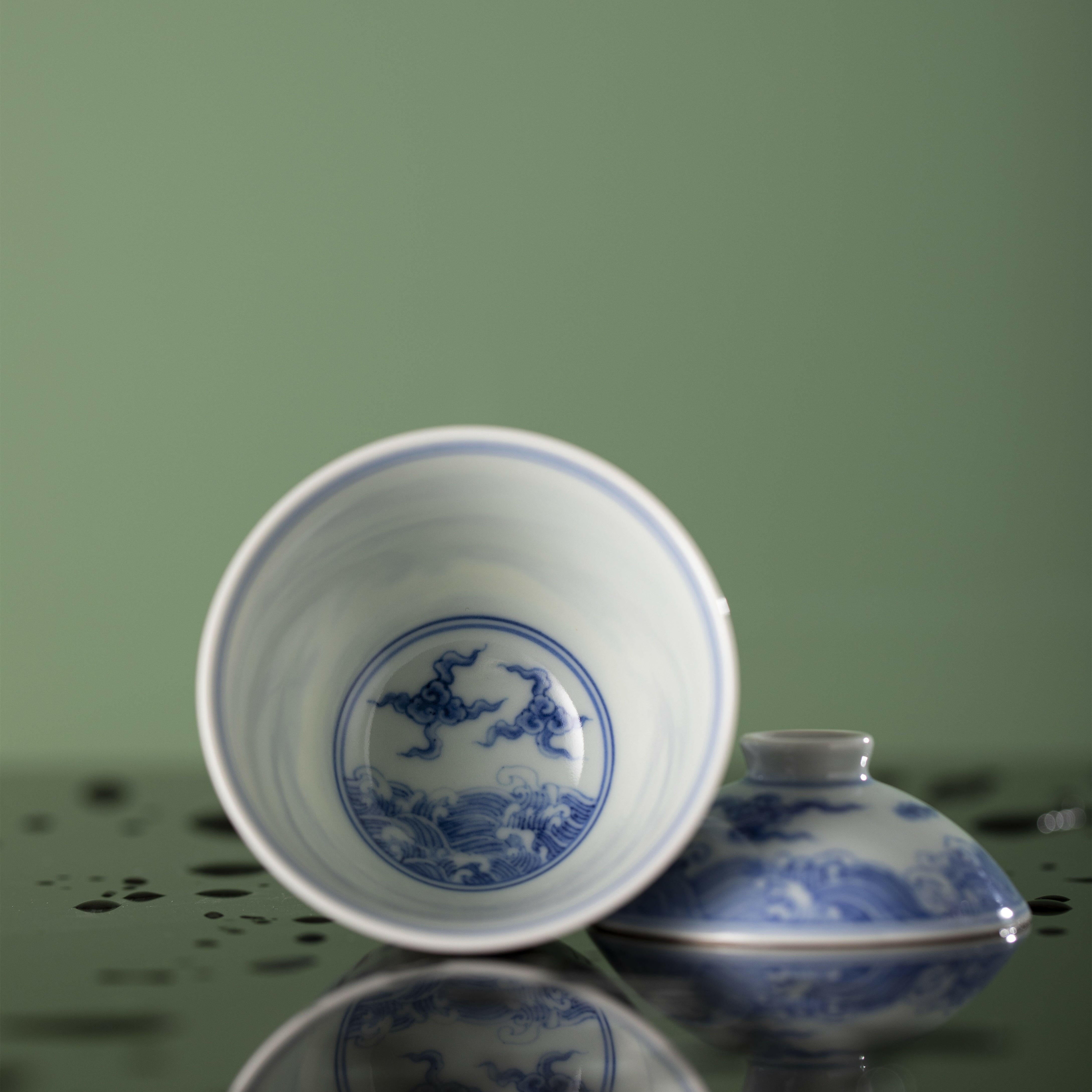Hai Shui Rui Shou - Jing De Zhen Porcelain Gaiwan zycschina