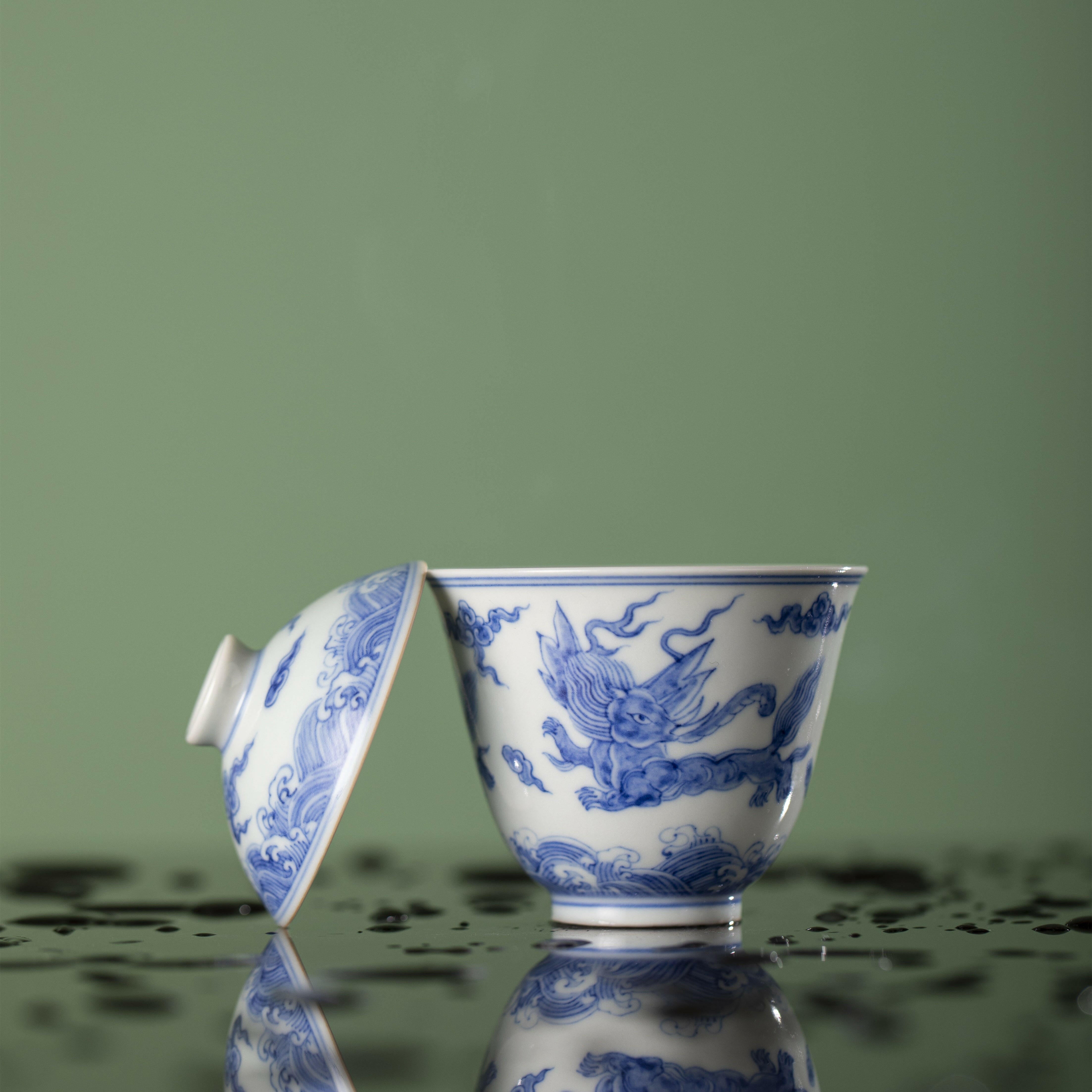 Hai Shui Rui Shou - Jing De Zhen Porcelain Gaiwan zycschina