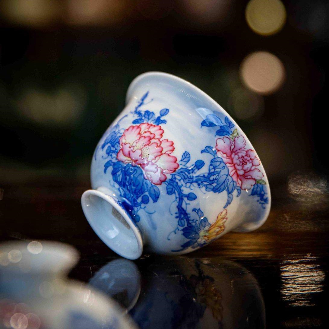 Mu Dan Hua - Jing De Zhen Porcelain Gaiwan zycschina